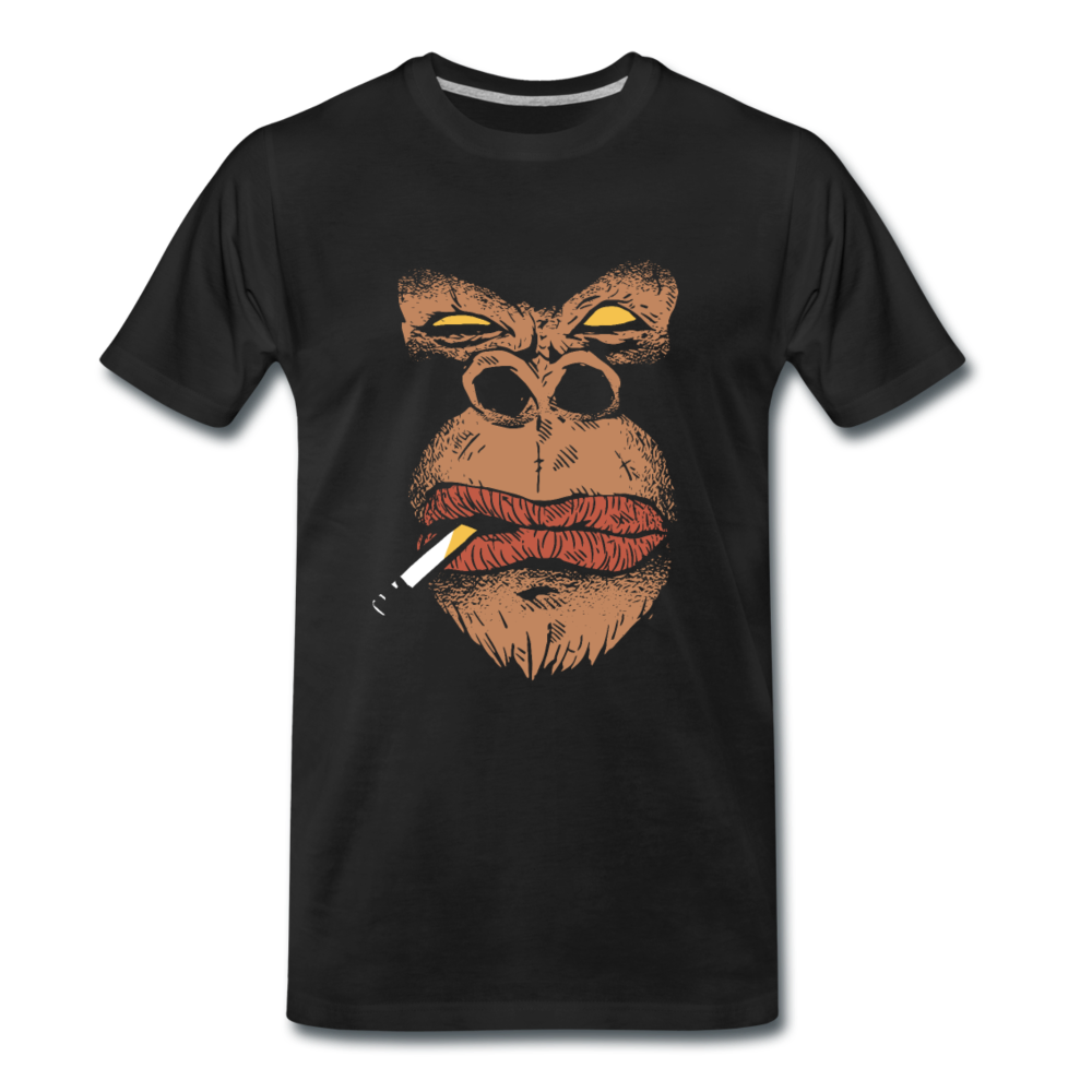 Männer Premium T-Shirt rauchender Gorilla - Schwarz