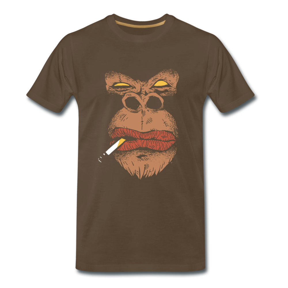 Männer Premium T-Shirt rauchender Gorilla - Edelbraun
