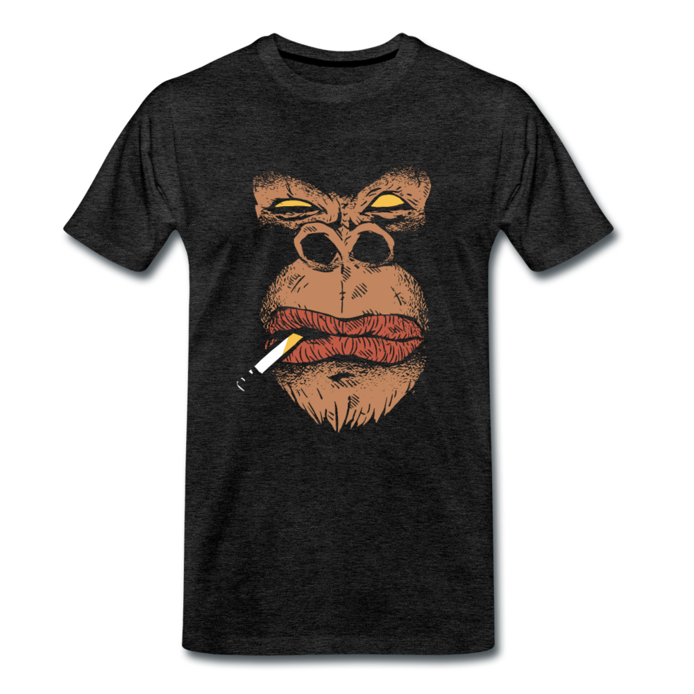 Männer Premium T-Shirt rauchender Gorilla - Anthrazit