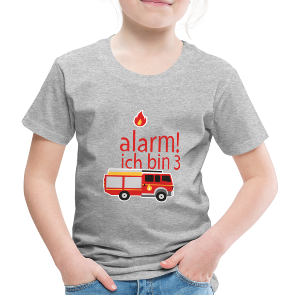 Kinder Premium T-Shirt Alarm ich bin 3 Kinder Geburtstag - Grau meliert
