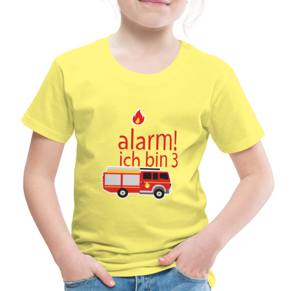 Kinder Premium T-Shirt Alarm ich bin 3 Kinder Geburtstag - Gelb