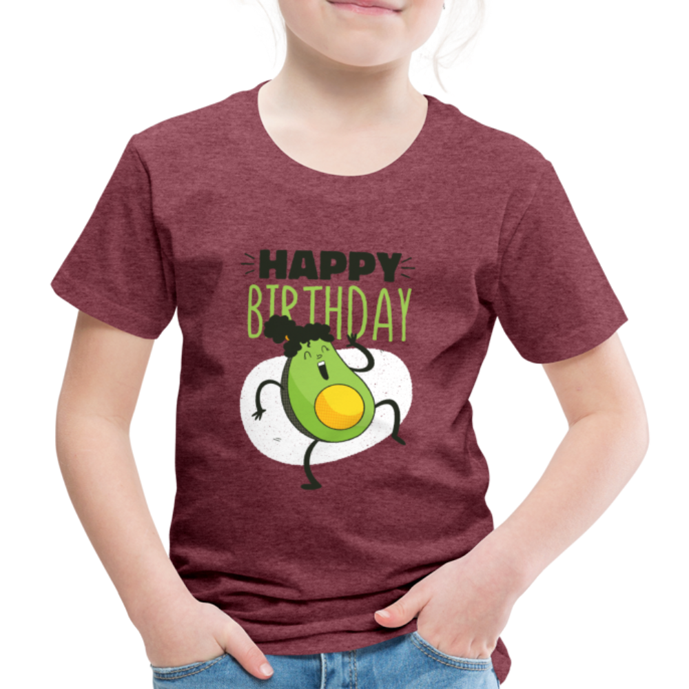 Kinder Premium T-Shirt Happy Birthday Kinder Geburtstag - Bordeauxrot meliert
