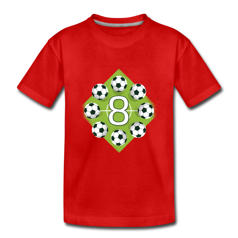 Kinder Premium T-Shirt 8.Geburtstag Fussball Kinder - Rot
