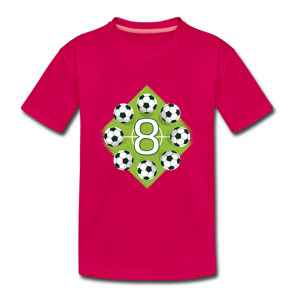 Kinder Premium T-Shirt 8.Geburtstag Fussball Kinder - dunkles Pink