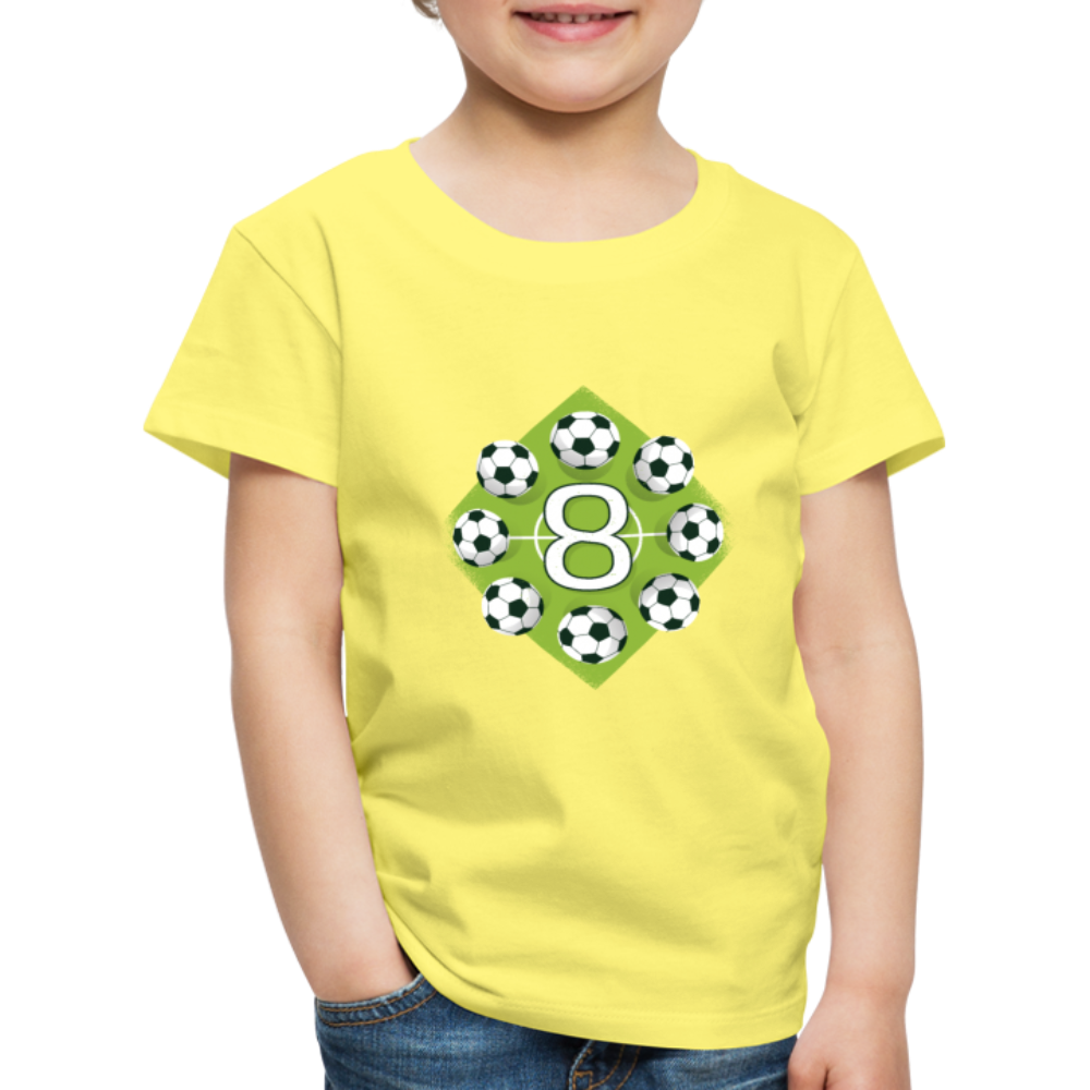 Kinder Premium T-Shirt 8.Geburtstag Fussball Kinder - Gelb