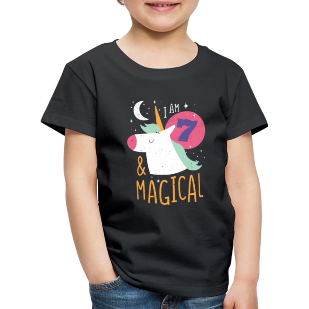 Kinder Premium T-Shirt Einhorn 7  & Magical Kinder Geburtstag - Schwarz