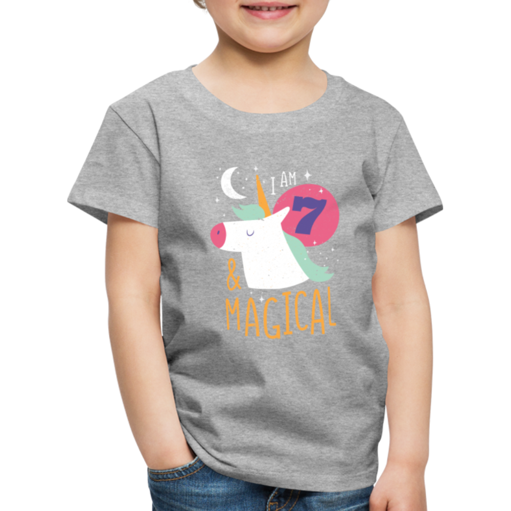 Kinder Premium T-Shirt Einhorn 7  & Magical Kinder Geburtstag - Grau meliert