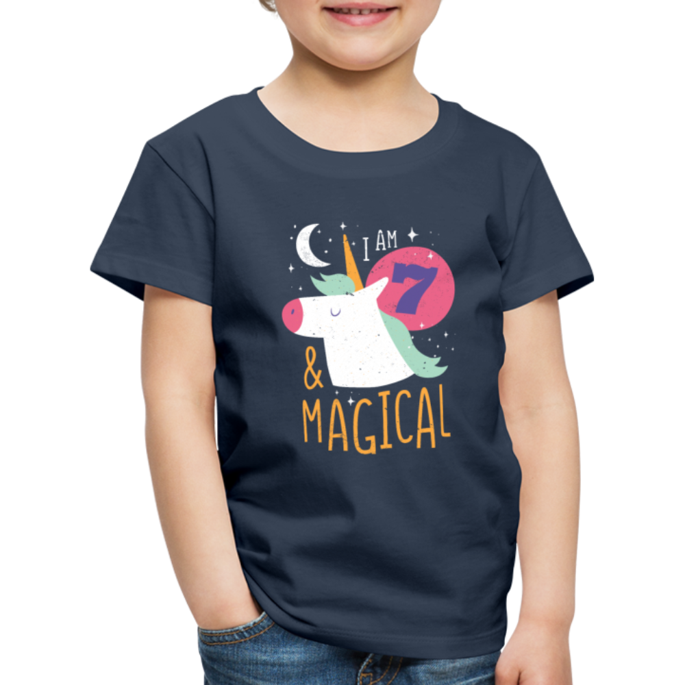 Kinder Premium T-Shirt Einhorn 7  & Magical Kinder Geburtstag - Navy