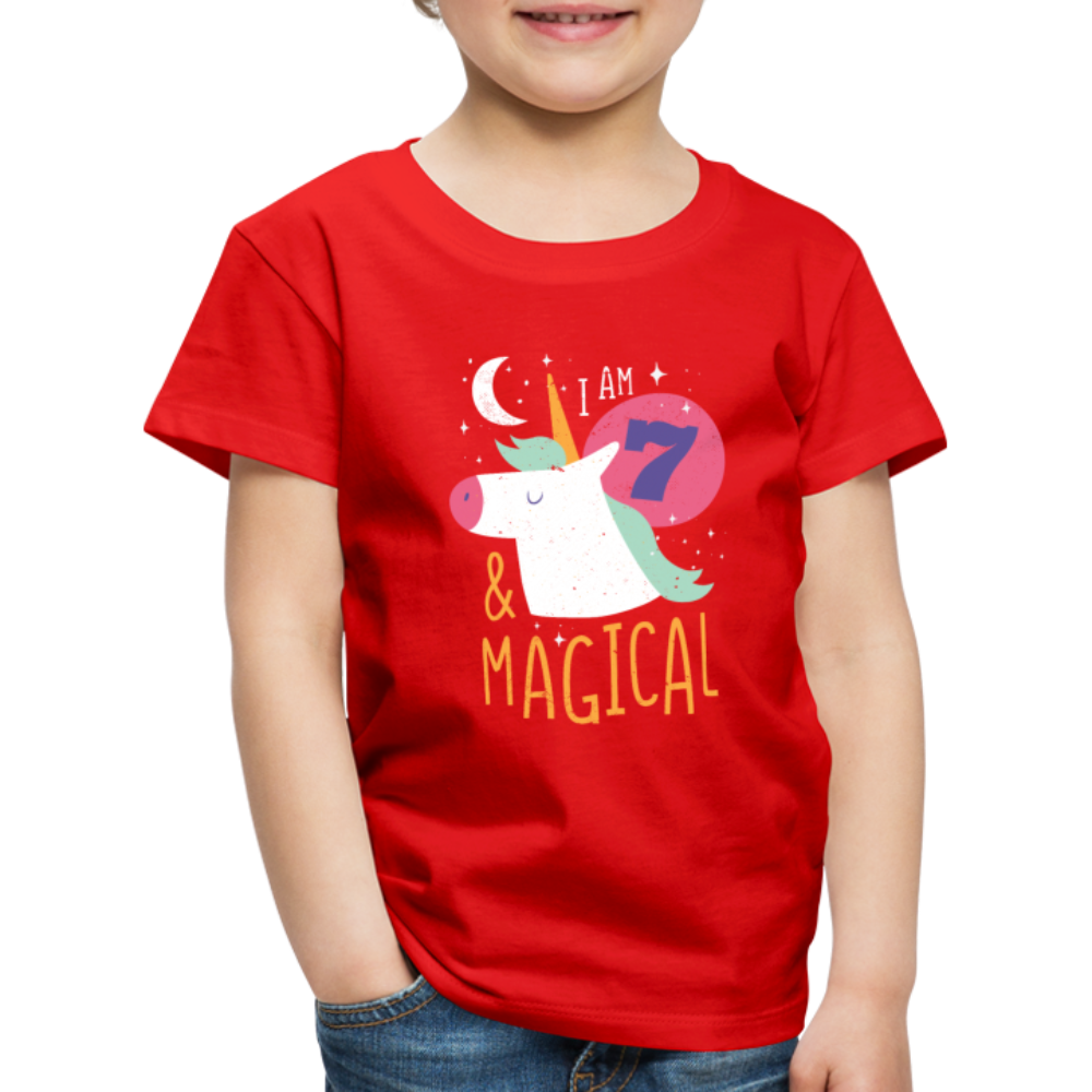 Kinder Premium T-Shirt Einhorn 7  & Magical Kinder Geburtstag - Rot
