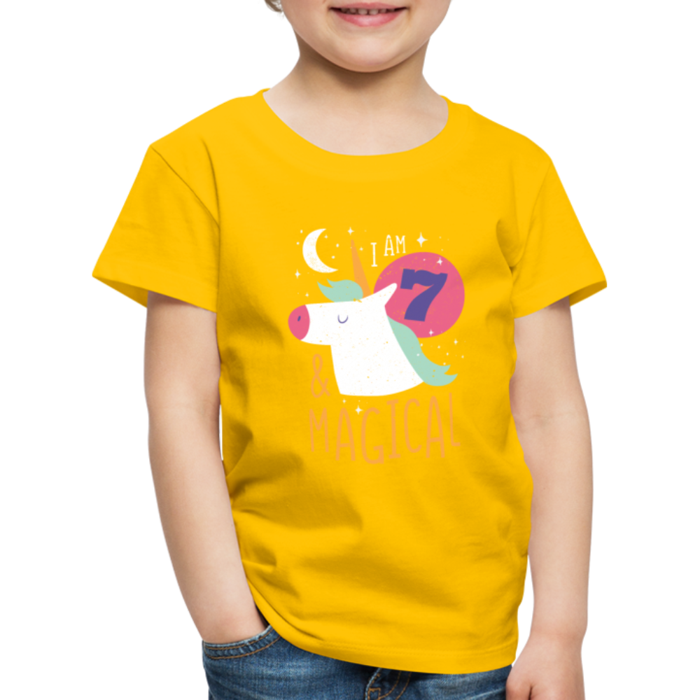 Kinder Premium T-Shirt Einhorn 7  & Magical Kinder Geburtstag - Sonnengelb