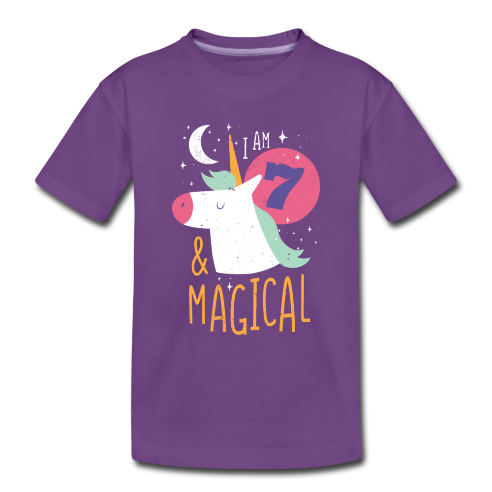 Kinder Premium T-Shirt Einhorn 7  & Magical Kinder Geburtstag - Lila