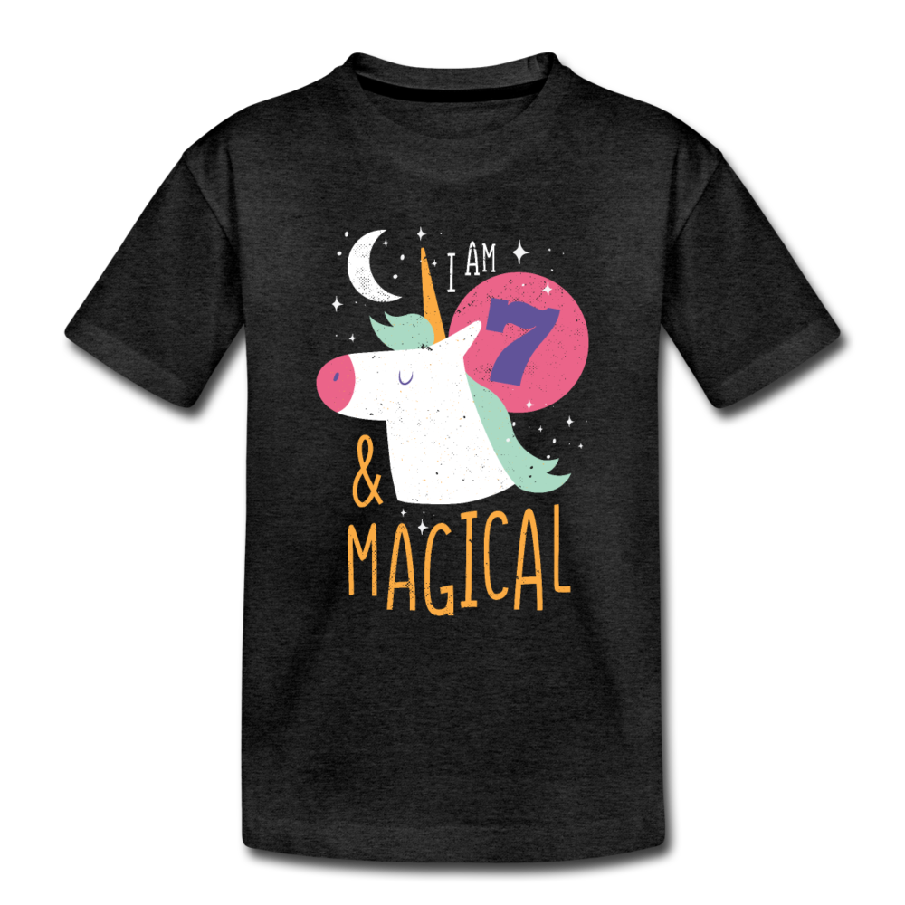 Kinder Premium T-Shirt Einhorn 7  & Magical Kinder Geburtstag - Anthrazit