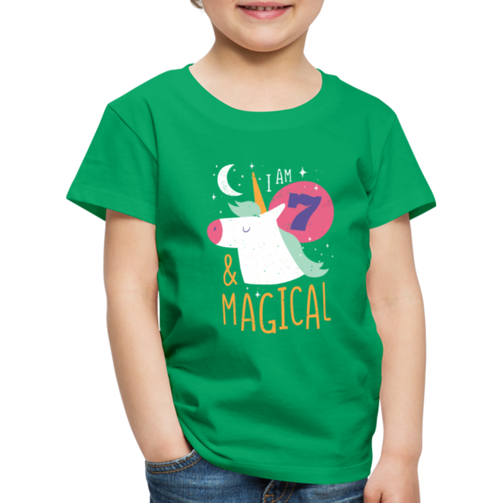Kinder Premium T-Shirt Einhorn 7  & Magical Kinder Geburtstag - Kelly Green