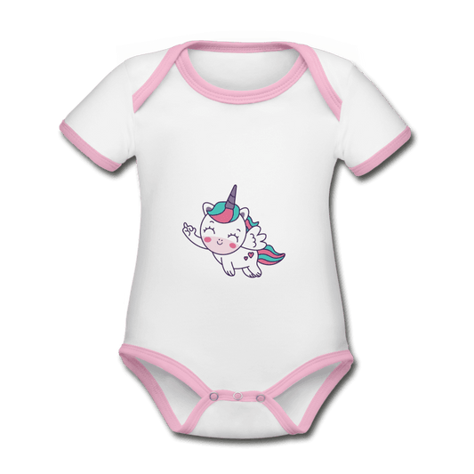 Baby Bio-Kurzarm-Kontrastbody Einhorn Unicorn fliegend - Online Kaufhaus München