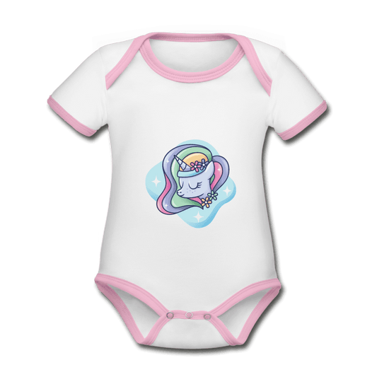 Baby Bio-Kurzarm-Kontrastbody schlafendes Einhorn Unicorn - Online Kaufhaus München