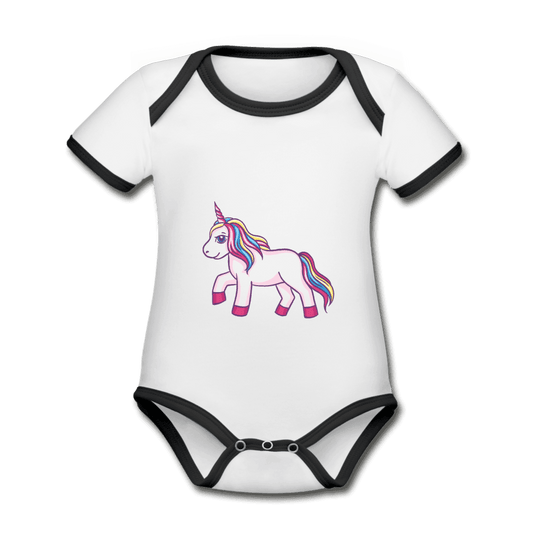 Baby Bio-Kurzarm-Kontrastbody Einhorn Unicorn - Online Kaufhaus München