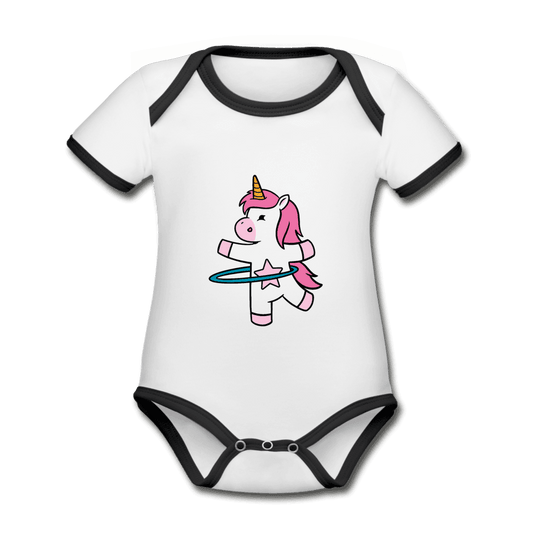 Baby Bio-Kurzarm-Kontrastbody Hula Einhorn Unicorn - Online Kaufhaus München