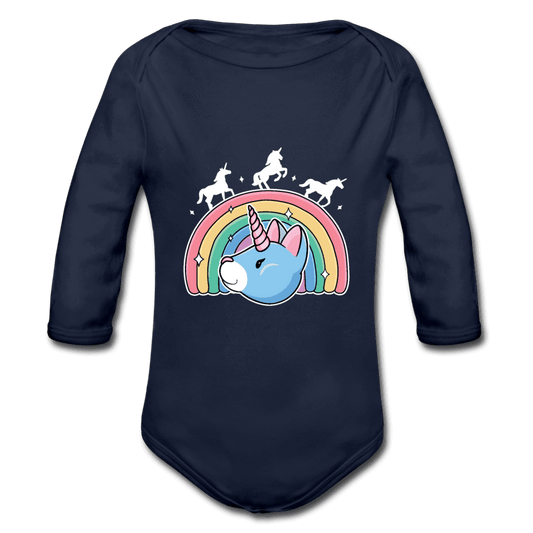 Baby Bio-Langarm-Body Regenbogen Einhorn Unicorn Katze - Online Kaufhaus München