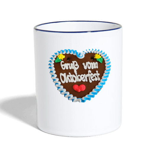 Tasse zweifarbig Lebkuchenherzl Gruß vom Oktoberfest - Online Kaufhaus München