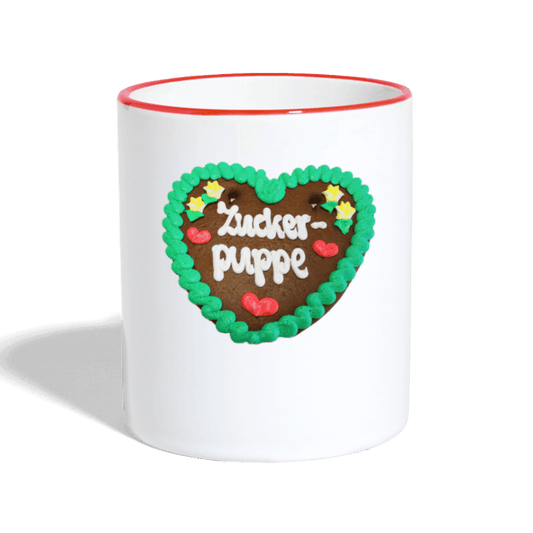 Tasse zweifarbig Lebkuchenherz Zuckerpuppe - Online Kaufhaus München