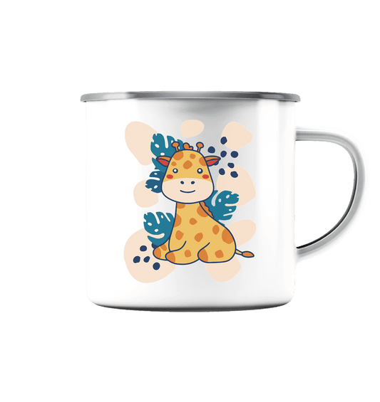 Süße Baby Giraffe ,Kindermotiv - Emaille Tasse (Silber) - Online Kaufhaus München