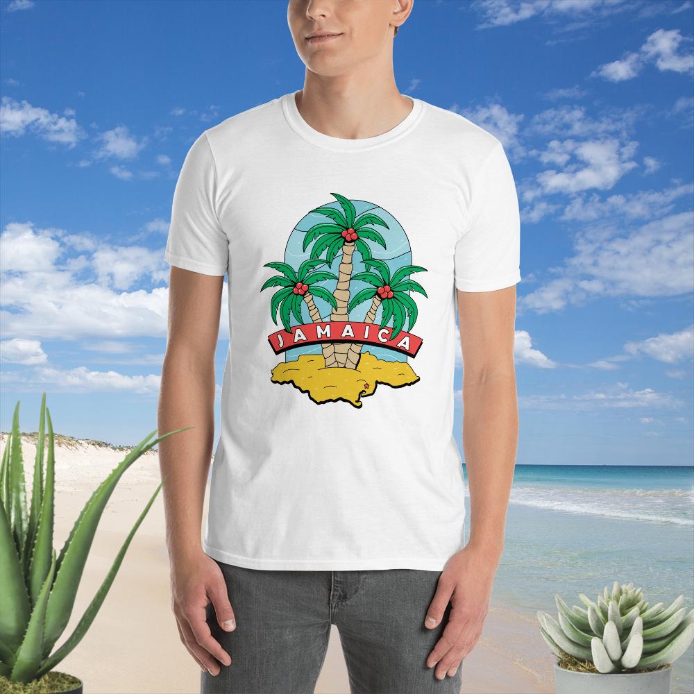 Kurzärmeliges Unisex-T-Shirt Jamaica mit Palmen